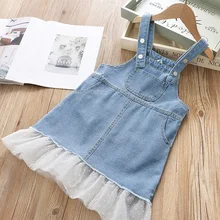 Owligbaby/ г. Джинсовое платье для девочек в Корейском стиле; весенние модные платья-майки для девочек; От 2 до 7 лет