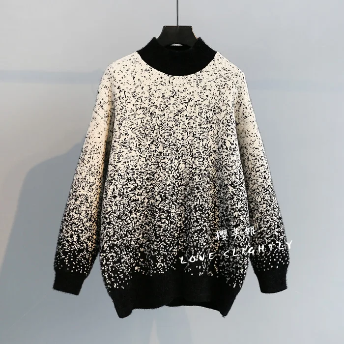 Толстый женский пуловер с высоким горлом, новинка зимы, корейский вязаный модный топ, женский свитер с высоким воротом, вязаный женский свитер