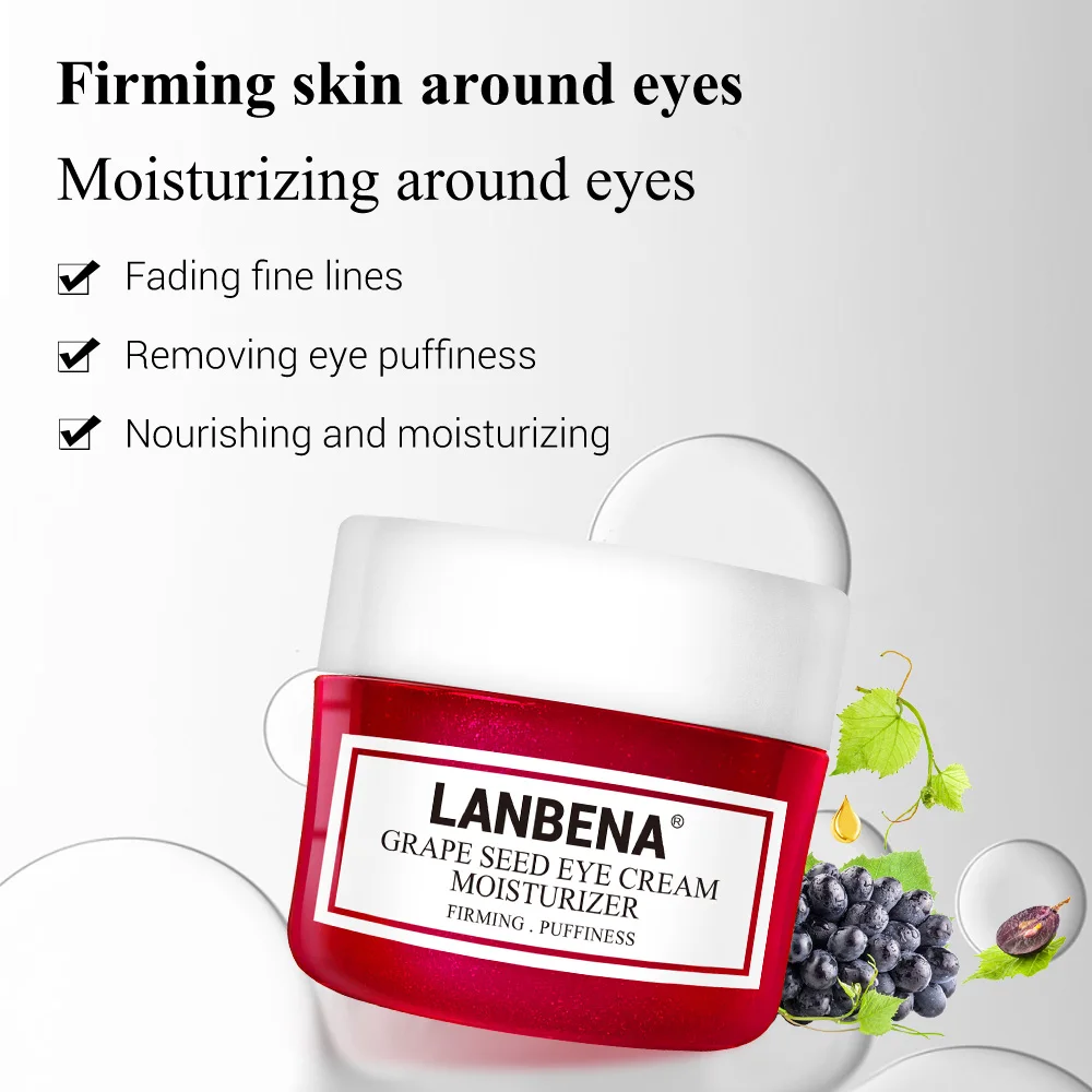 LANBENA Eye Cream Grape Seed Fading Fine Lines Dark Circle Removing Eye Puffiness Nourishing Moisturizing Firming 5