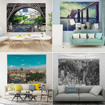 

Hanging cloth tapestry scenery night scenery background cloth living room bedroom decoration hanging cloth city architecture tap