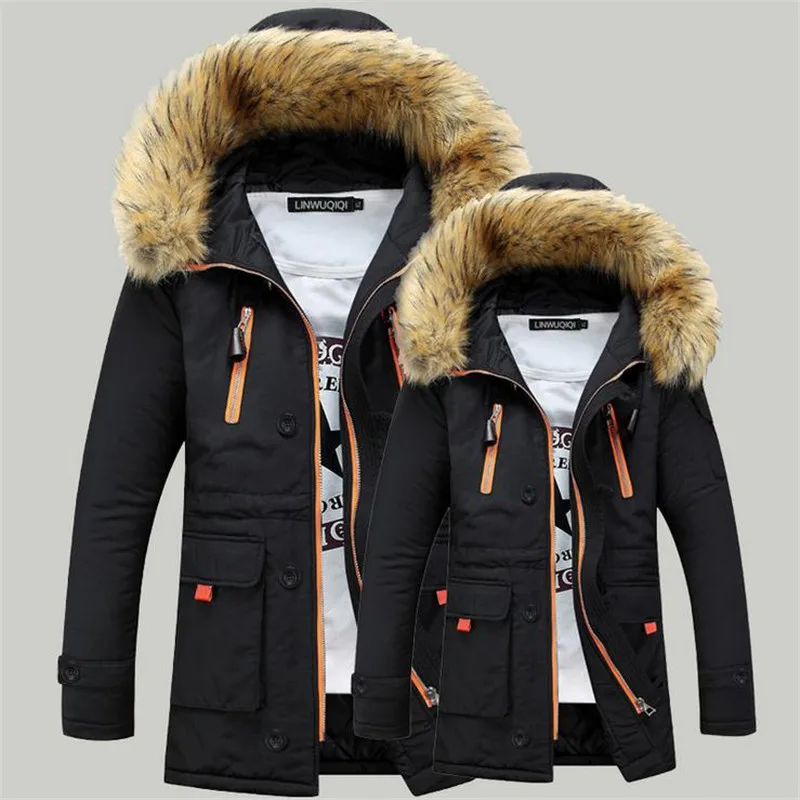 Zoaa 2019 New Men's Cotton Winter Fur Collar Fashion Cotton Clothing Warm Parkas Cotton Parkas Long Solid Color Men's Clothing