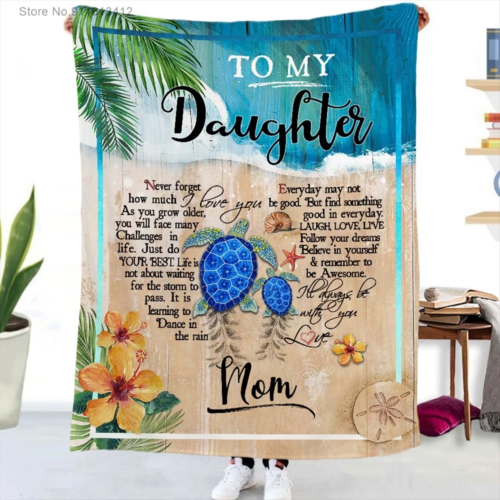 Fleece Blanket To My Daughter Letter Printed Quilts Air Mail Blankets