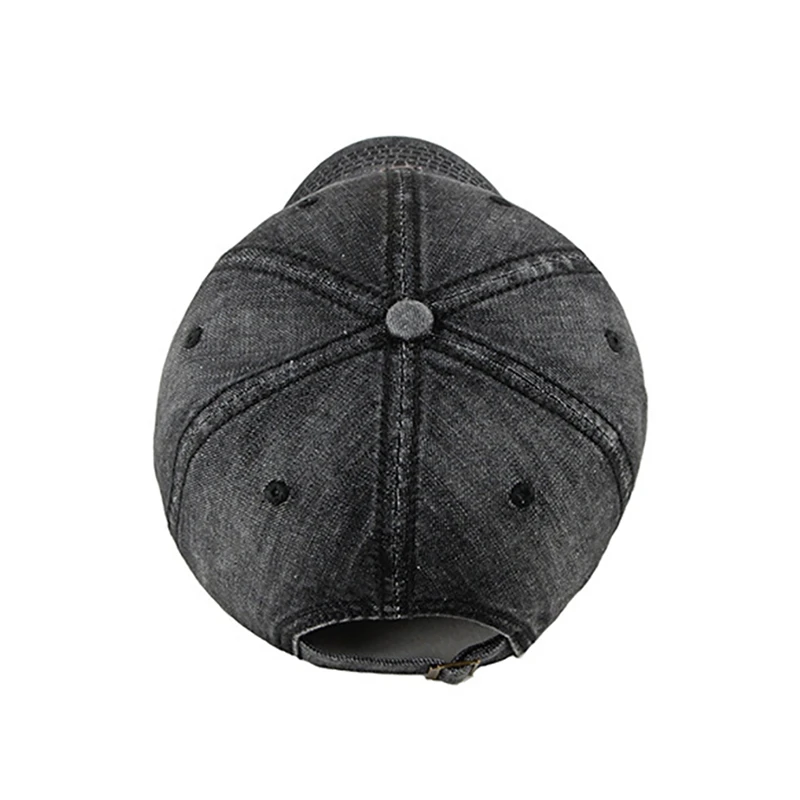 Outdoor Women Men Baseball Cap Washed Denim Peaked Hat Headwear Sports Wear With Adjustable Back Closure