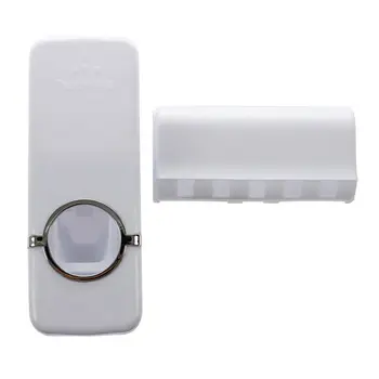 

White Automatic Toothpaste Dispenser Family Toothbrush Holder set