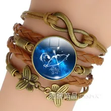 12 Знак зодиака кожаный браслет Дева весы Скорпион Созвездие Стрельца ювелирные изделия подарок на день рождения для женщин мужчин