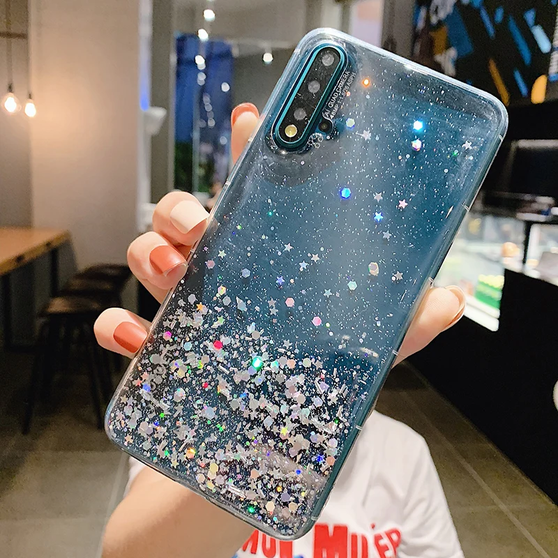 Чехол для huawei mate 20 lite Y9 Play 7c 7s Honor 7a Play 9i 9 7X Новые Модные прозрачные украшения блестки Стразы фольга блестки чехол