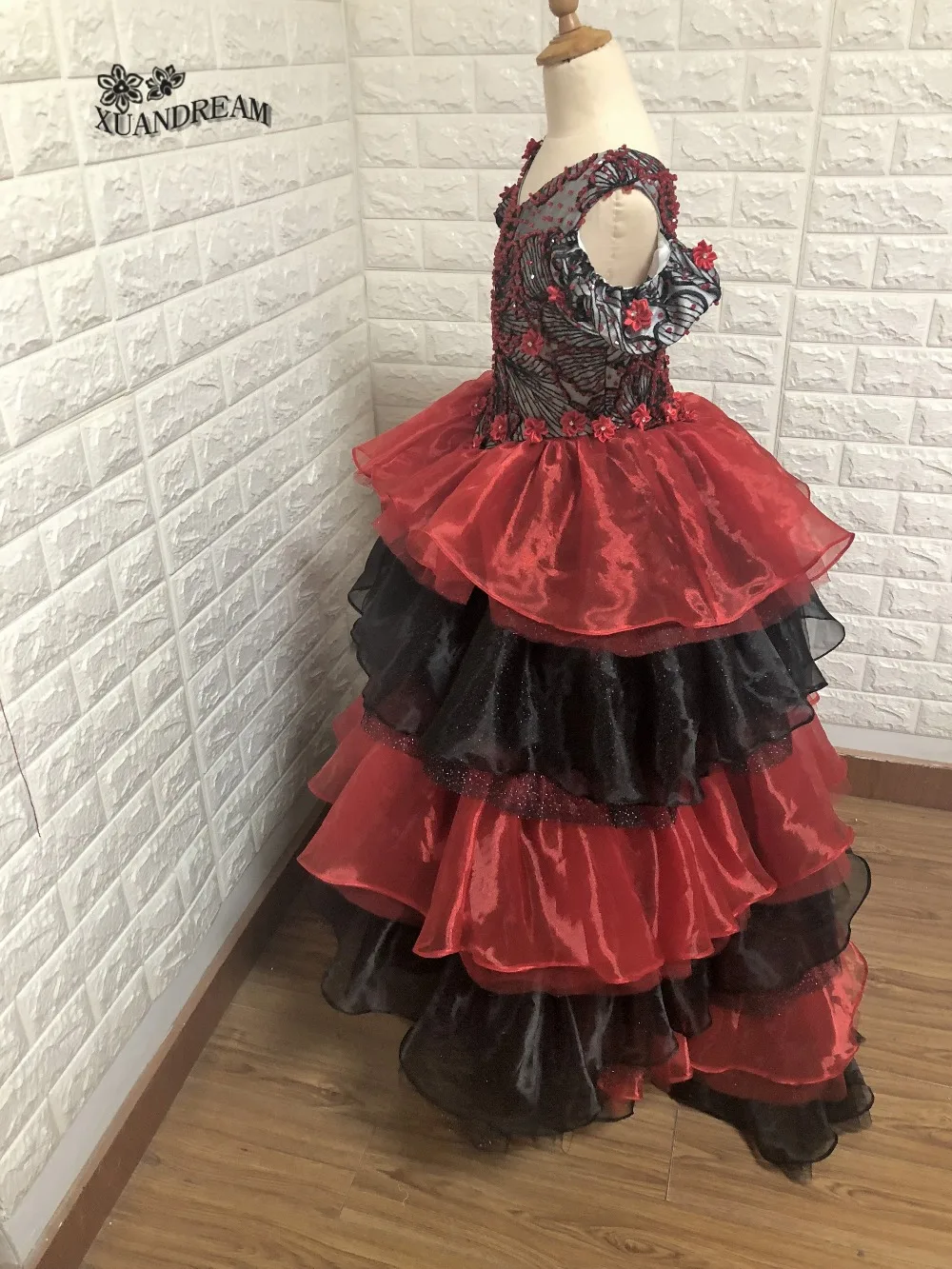 Детские платья для причастия vestido flores многослойная юбка с рюшами пышные платья для девочек, платье с цветочным принтом для девочек XD-74