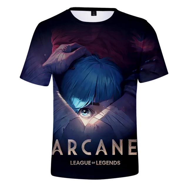 Arcane League of Legends Arcane 3D Printing Short Sleeved T Shirt Loose Casual All Match Neutral