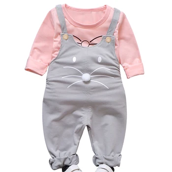 

Children Kids Round Collar Top T-shirt with Overalls Jumpsuit Fashion for Outdoor M09