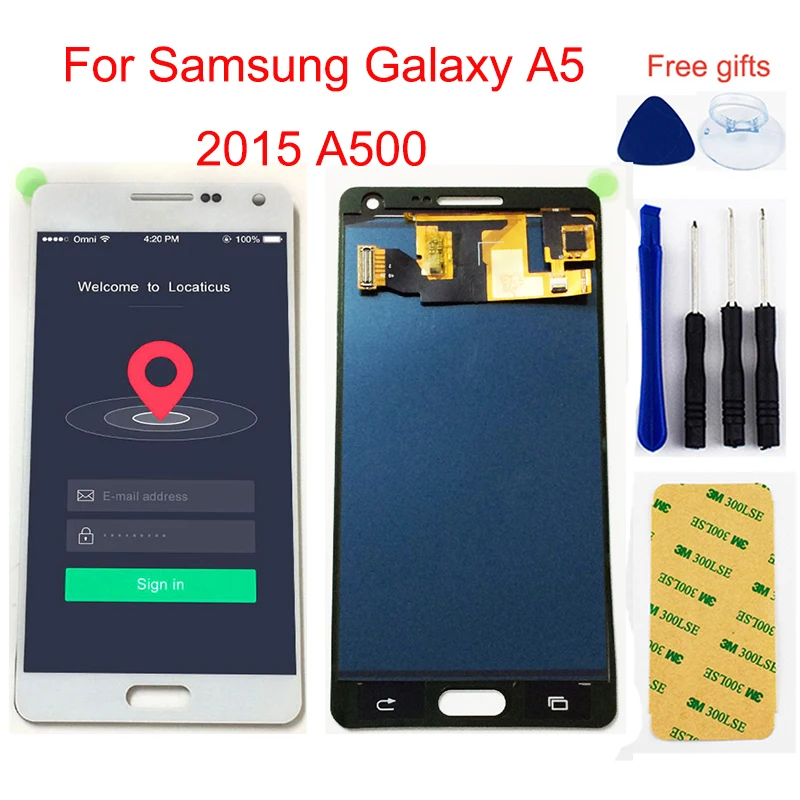 Белый для Samsung Galaxy A5 2015 A500 SM-A500F A500FU A500M A500H ЖК-дисплей монитор + сенсорный экран