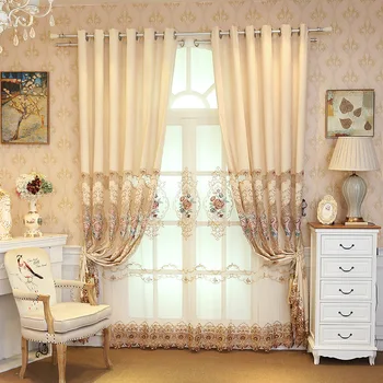 

European luxury elegant embroidery hollow-out villa curtain curtain embroidered restoring ancient ways the sitting room the bedr