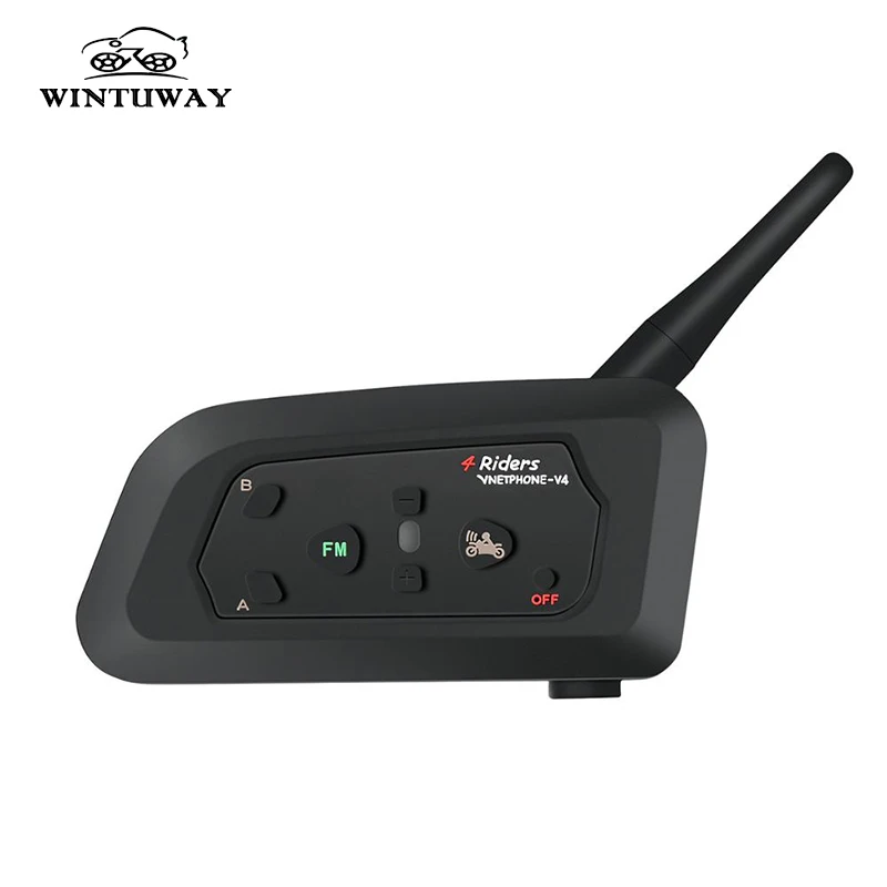 

WINTUWAY V4 1200M 4 Riders Helmet Intercom Headset Intercomunicador Motorcycle Bluetooth Wireless Interphone With FM Radio