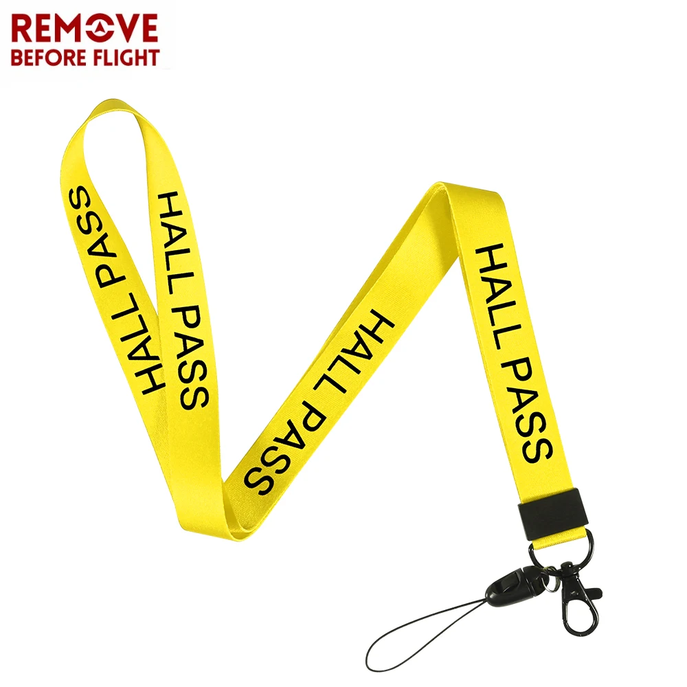 YELLOW Hall Pass Lanyards and School Passes Set Keychain Lanyard ID card Holder (2)