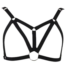 Черная подпруга Готический бюстгальтер сексуальный фетиш нижнего белья пояс для тела женский открытый грудь бюстгальтер бондаж жгут Пояс для чулок