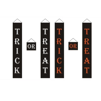 

Halloween Trick or Treat Banner for Front Door Decoration Waterproof Welcome Sign Banner