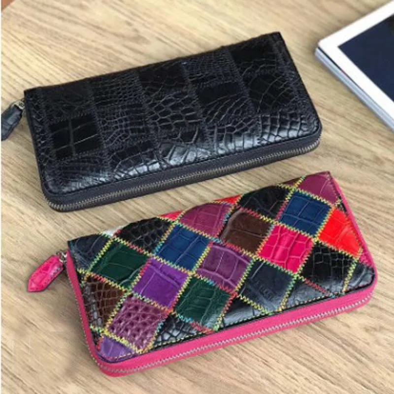 

ourui new crocodile Joining together The wallet female true crocodile handbags women clutch bag 21cmX11cmX2cm