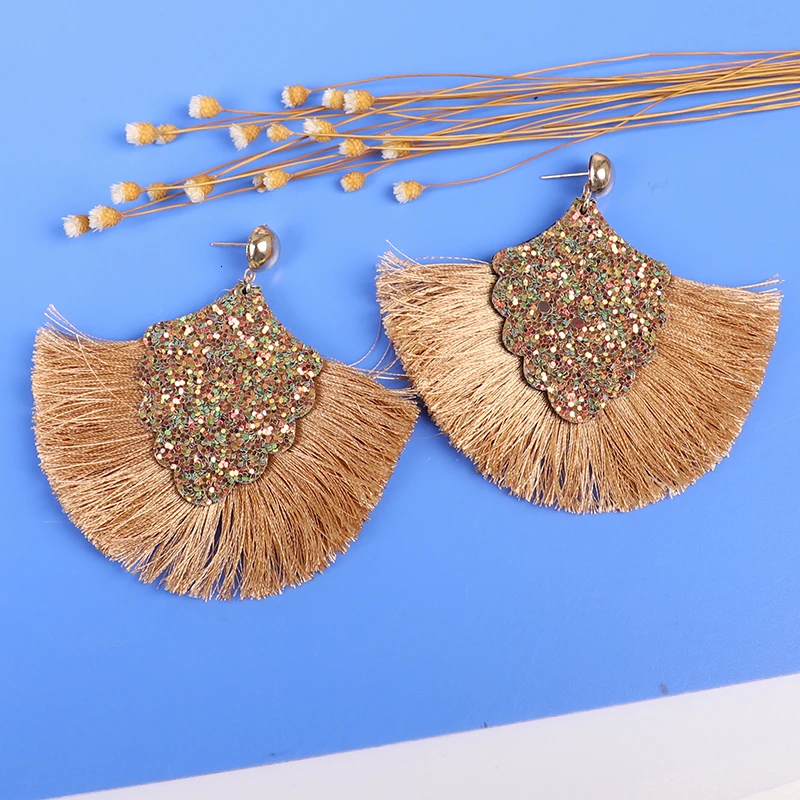 Женские серьги кисточки в стиле бохо неон зеленый золотой корейский индийский