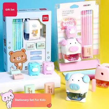 

Sharkbang Kawaii Kindergarten Gift Prize Kids HB Wood Pencil Set Sharpener Eraser Pencil Grip School Stationery Gift Set