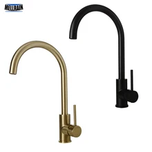 Кухонный водоразборный кран матовый золотой и черный кухонный кран с одной ручкой вращение Классическая раковина смеситель для воды