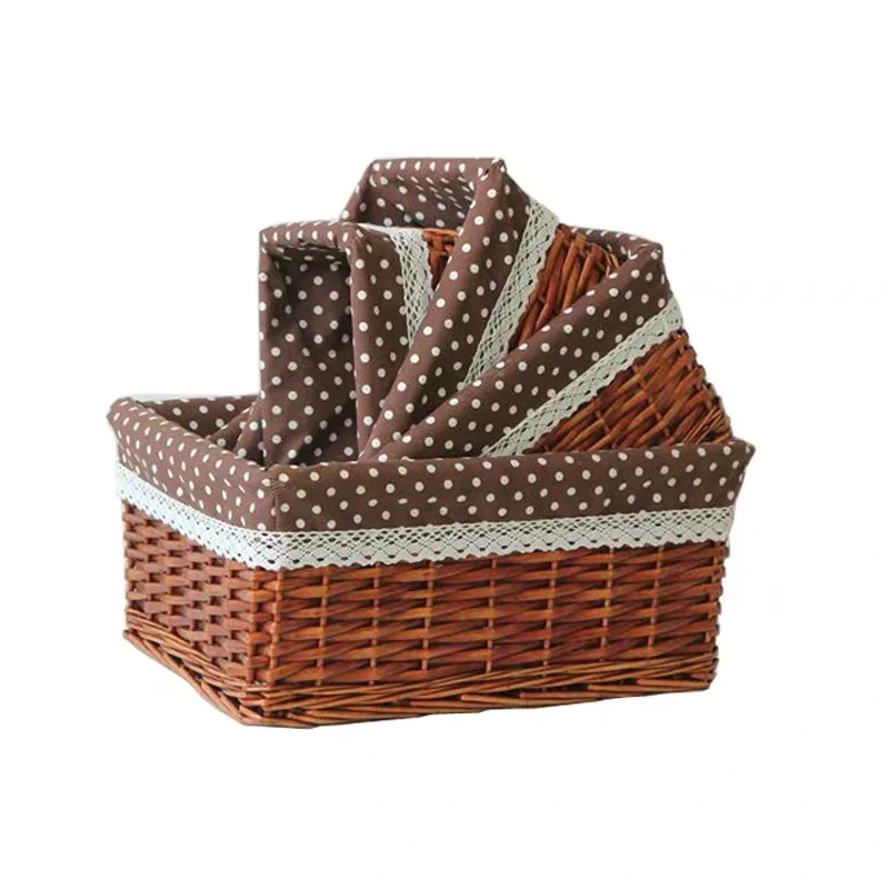 Storage wicker rattan baskets Willow Sweet Rose Flora White Wicker Storage Baskets Decorative Wicker Baskets for Home Neatening
