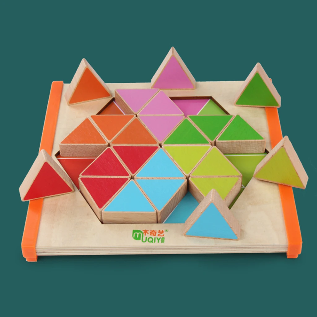 Wooden Mosaic Hexagon Jigsaw Puzzle Early Learning Kid Toys Educational Toy Geometric Shape Jigsaw Puzzle Hexagon Wood Toys