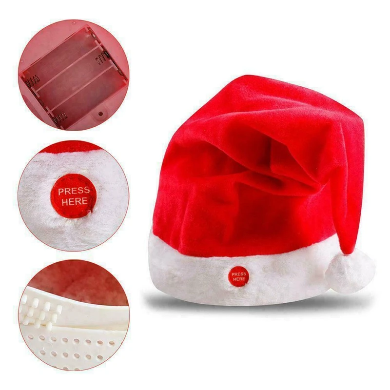 Электрическая Рождественская шапка Поющая качели Санта забавная Веселая