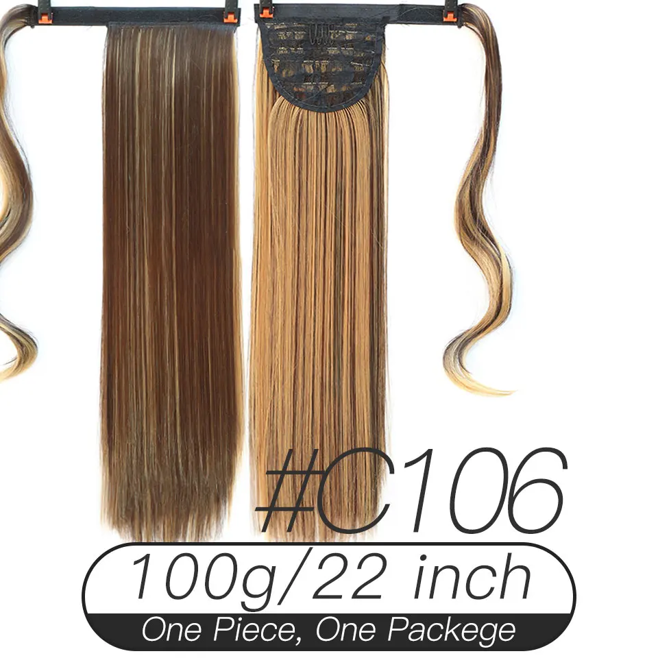 C106 Xnaira афро поддельные волосы пучок кусок блонд длинный прямой шнурок конский хвост Синтетический конский хвост наращивание волос Клип Ins для черного - Цвет: C106