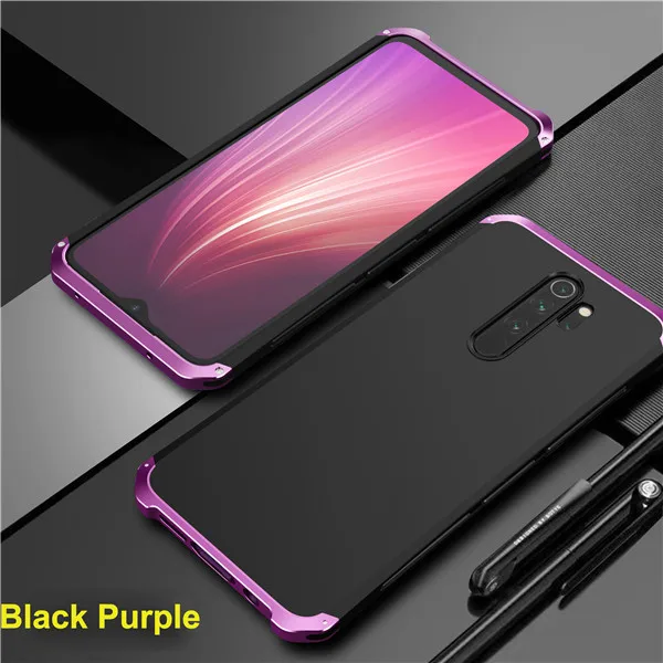 Чехол для Redmi Note 7, чехол для Xiaomi Redmi Note 8 Pro, противоударный металлический чехол из поликарбоната, чехол для Xiaomi Redmi Note 8 Pro, защитный чехол - Цвет: Black Purple