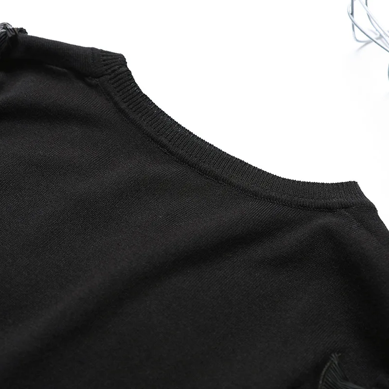 Neploe женские трикотажные изделия осень мода o-образным вырезом 3D оборки вязаный пуловер кружева с длинным рукавом шикарный свитер высокий джемпер для прогулок 54430