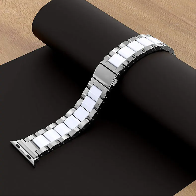 ceramics+stainless steel strap for apple watch band 44mm 40mm 42mm 38mm iwatch apple watch 5/4/3/2/1 bracelet Accessories