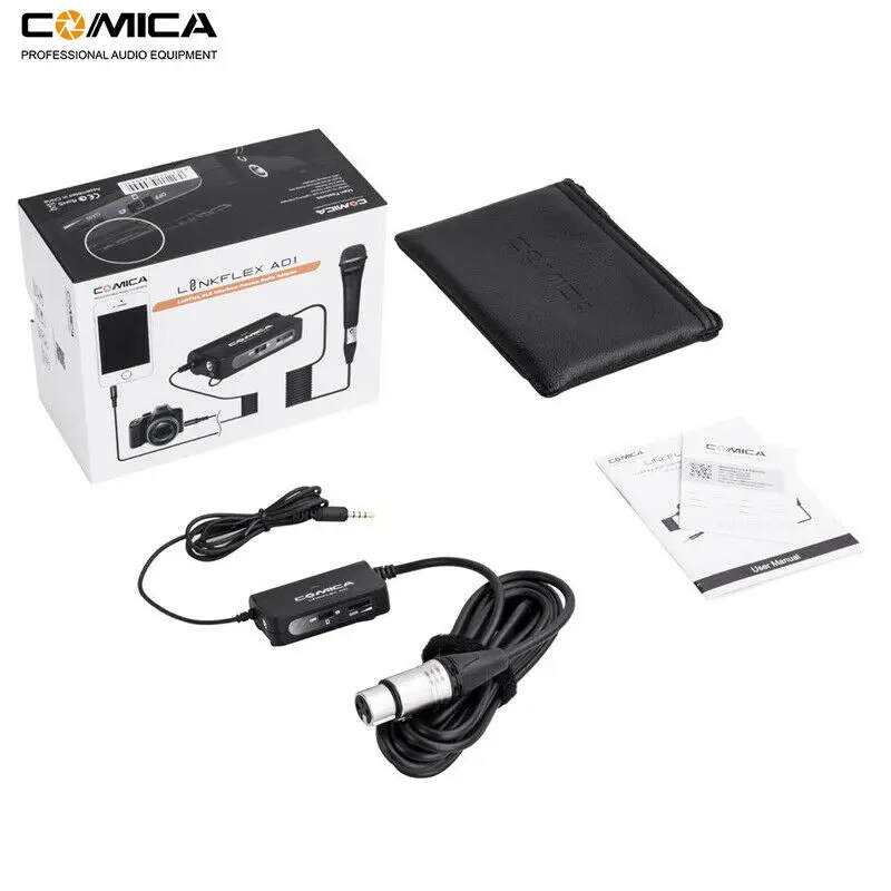 Comica LINKFLEX AD1 микрофонный предусилитель адаптер XLR до 3,5 мм аудио адаптер предусилитель для DSLR камеры видеокамеры и смартфона 5d 6d 7