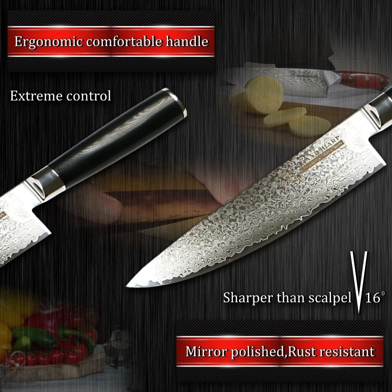 GRANDSHARP дамасский нож 8 дюймов нож шеф-повара японский кухонный нож Дамаск VG10 67 слой ножи из нержавеющей стали G10 Ручка