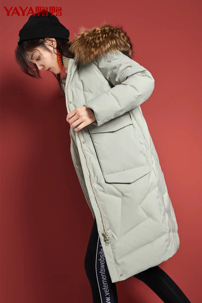 Модное зимнее теплое пальто с меховым воротником для женщин, красная длинная куртка, парка для женщин, свободный пуховик с капюшоном, Женское пальто, топы WM170