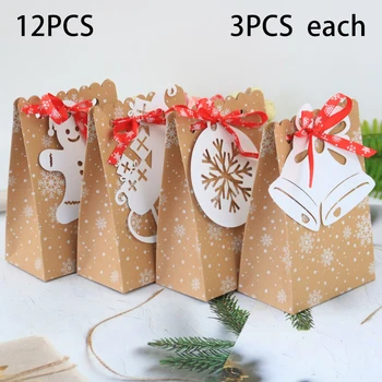 

Universal Candy bag With Tag And Ribbon Kraft Paper Christmas Xmas Favor