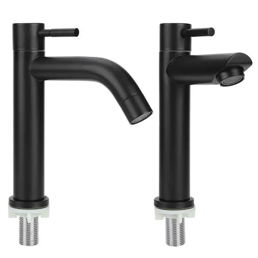 G1/2in Black Kitchen Sink Faucet Stainless Steel Washbasin Faucets Single Cold Water Tap for Kitchen Bathroom basin water taps