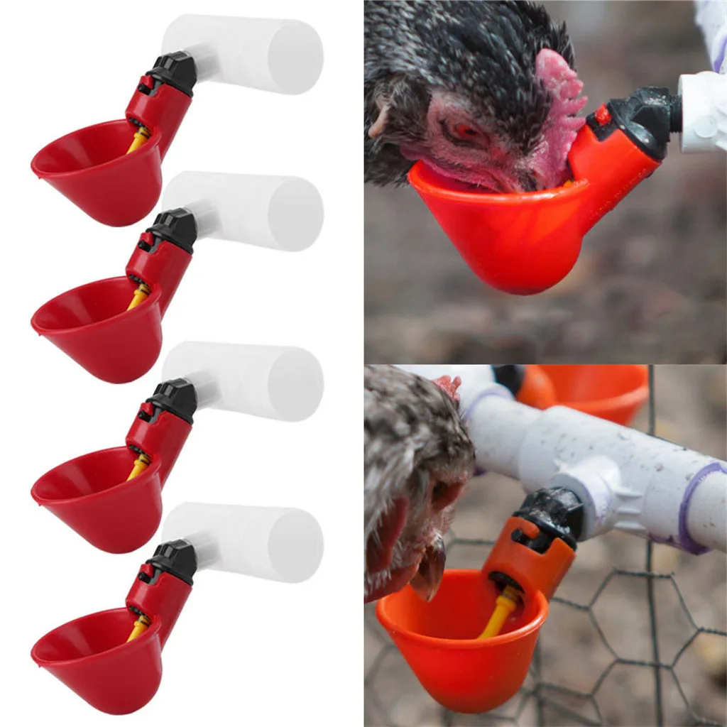 4PCS Poultry Water Drinking Cups Chicken Hen Plastic Automatic Drinker PVC Duck Feeding Watering Supplies | Дом и сад