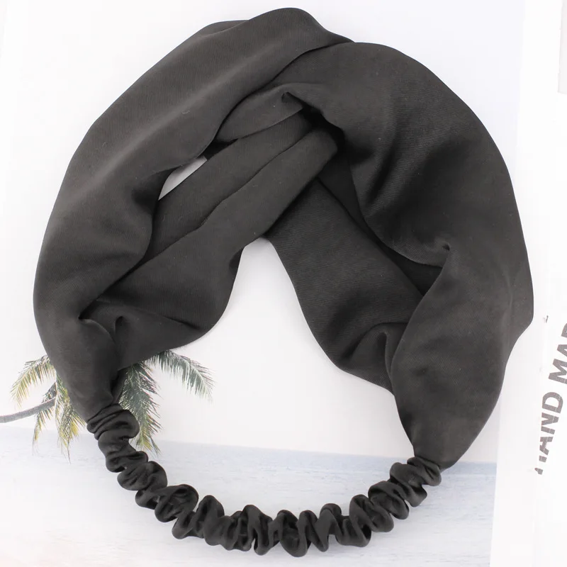 black Headband Однотонный медный аммиачный тканевый обруч для женщин простой завязанный женский ободок для волос модные аксессуары для волос для девушек аксессуары B657 - Цвет: black Headband