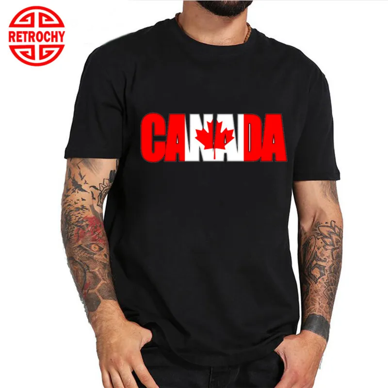 Модная мужская футболка в стиле хип хоп с канадским флагом хлопковая коротким