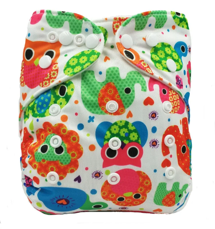Детские подгузники с рисунком совы водонепроницаемые многоразовые тканевые 0-2