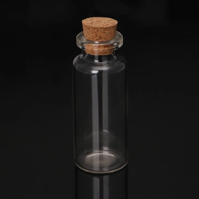 

10/15/25ML Mini Empty Clear Glass Bottles Vial with Cork Stopper Storage For DIY E65F