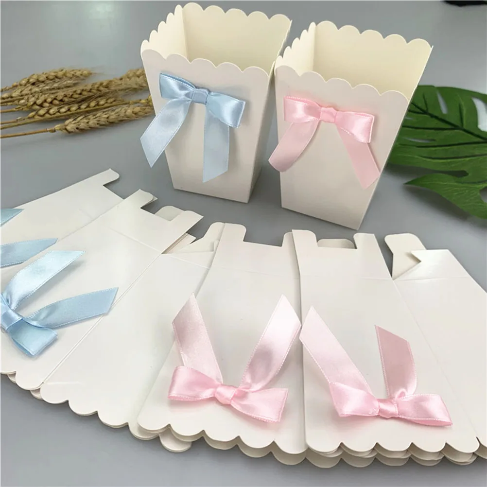 12pc Bow Popcorn Box Party Supplies Paper Popcorn Boxes Bags Candy Snack Treat Boxes Food Container Birthday Baby Shower Wedding