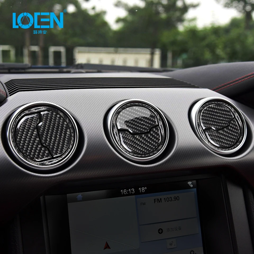 Us 15 11 44 Off For Ford Mustang Carbon Fiber Car Interior Central Air Conditioner Decorative Cover Sticker 2015 2016 2017 Universal Accessories On