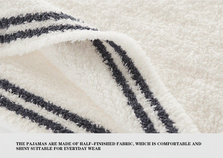 Women Color Matching Knitting Leisure Wear Wool V-neck Side Warm Suits Pyjama Femme Sexy Autumn Winter Japanese Soft Pajamas