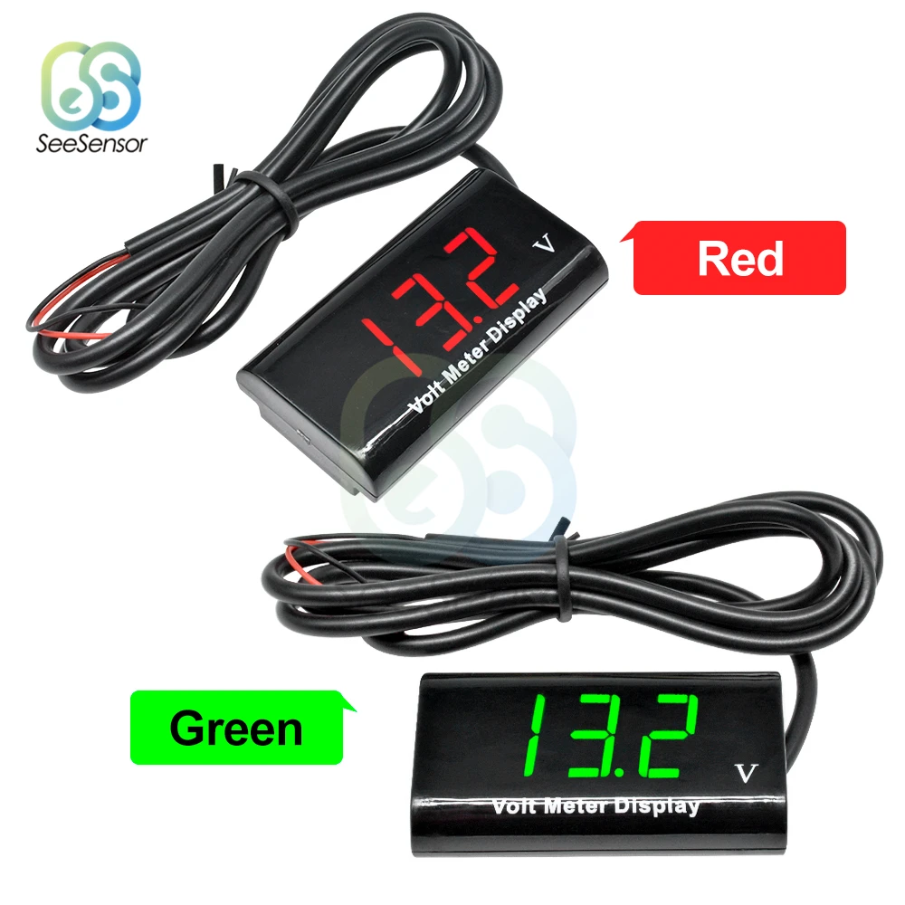 DC 3-18V IPX6 방수 LED 디지털 전압계 전압 게이지, 전압 표시기 모니터 감지기, 자동차 오토바이 패널 미터