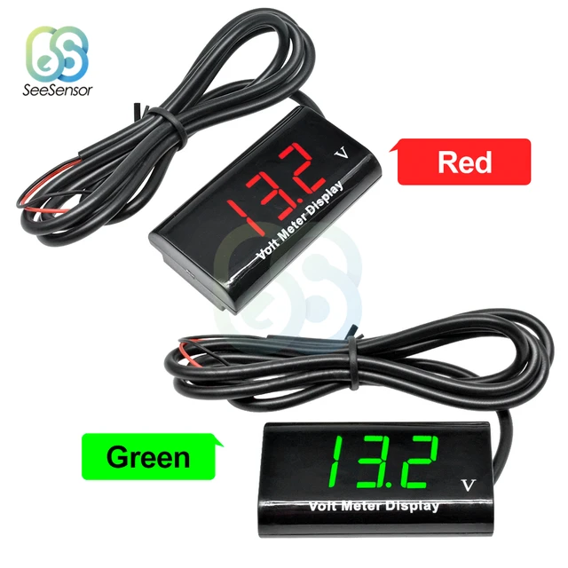 2 Stücke DC 12V Auto Digital Voltmeter Messgerät LED Anzeige  Spannungsanzeige Spannung Messgerät Spannungsmesser Spannungsprüfer  Wasserdichtes