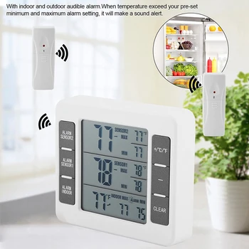 

Wireless Digital Freezer Thermometer Household Indoor Outdoor Temperature Sensor With Audible Alarm Refrigerator Thermo
