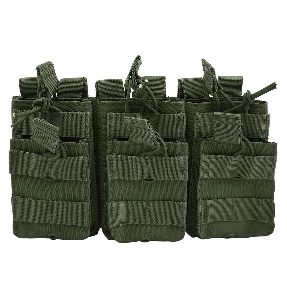 Green Портативный тройной подсумок Тактический 600D MOLLE открытый Топ Mag Чехол страйкбол военный Пейнтбол Снаряжение Сумка для охоты на открытом воздухе - Цвет: Green