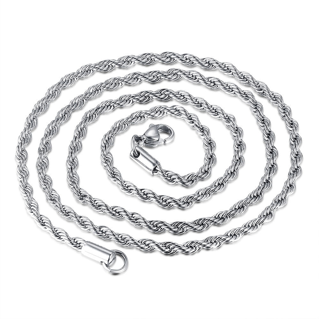 Stainless Steel Necklace For Men Women Braided Rope Chain Choker Necklace Jewelry Gold Color Neck Metal Jewelry Gift