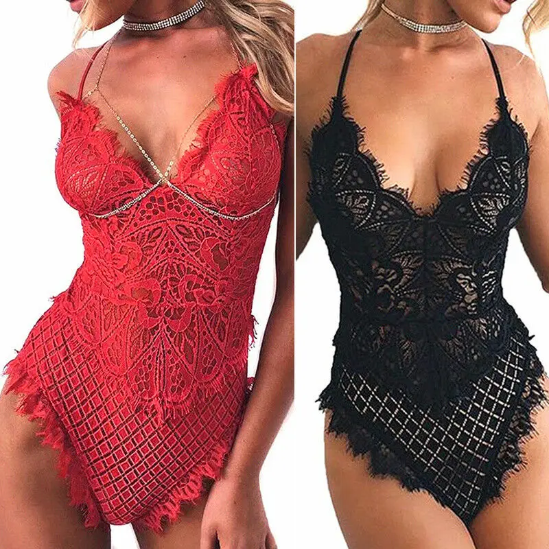 Женское Кружевное боди, цельное мини-боди с v-образным вырезом, Кружевное боди, кружевное нижнее белье, комплект нижнего белья, одежда для сна