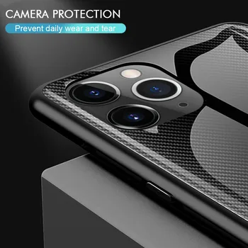 

Luxury Luminous Tempered Glass Case For iPhone 11 Pro MAX Carbon Partter Hard Back Cover for Apple iPhone XS Max XR 6 7 8 Plus